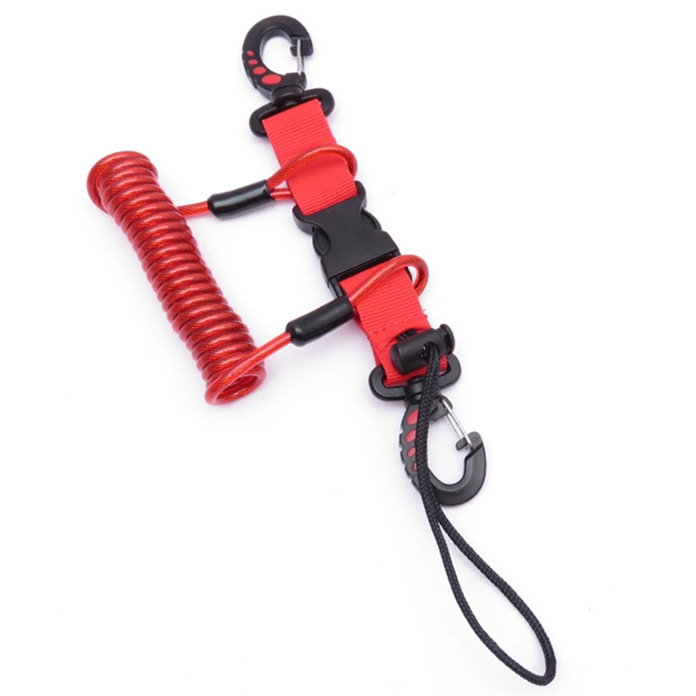 

Scuba Diving Lanyard Coil Springs Camera Lanyard Spiral with Ring Dive for Dive Lights Underwater Diving RodsRed