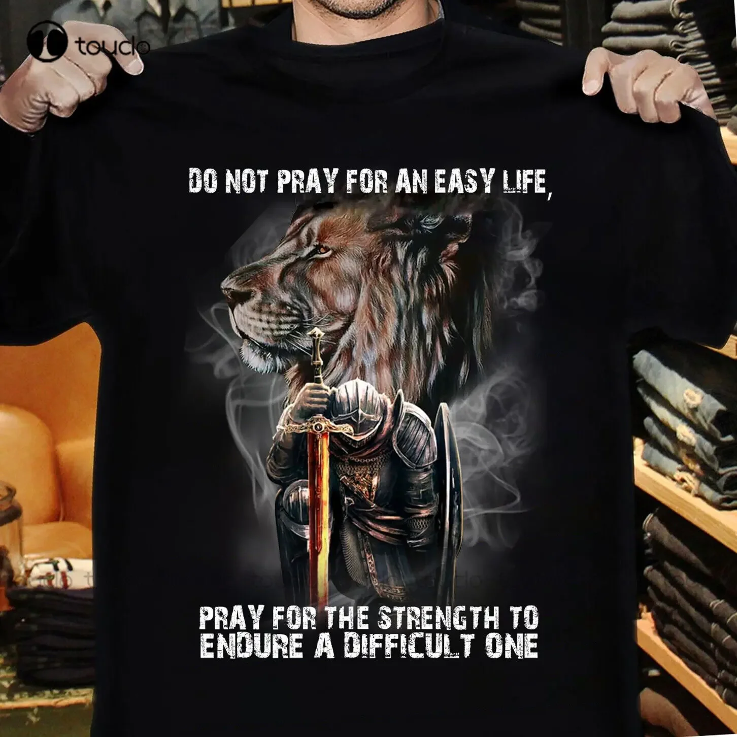 Лев Иисус Варіор Молитесь для силы на выносливость христиан Религиозная вера
