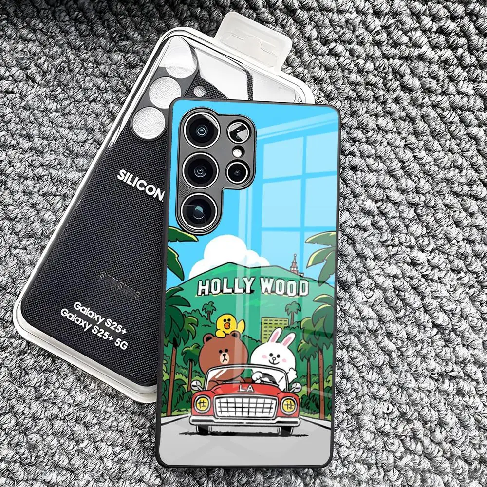 Фото Чехол для телефона B-BrownS Bear C-ConyS для Samsung S26 Ultra S25 Edge Ultra S23 S22 S21 Ultra Plus S24 Fe A57 A37, стеклянная крышка №5