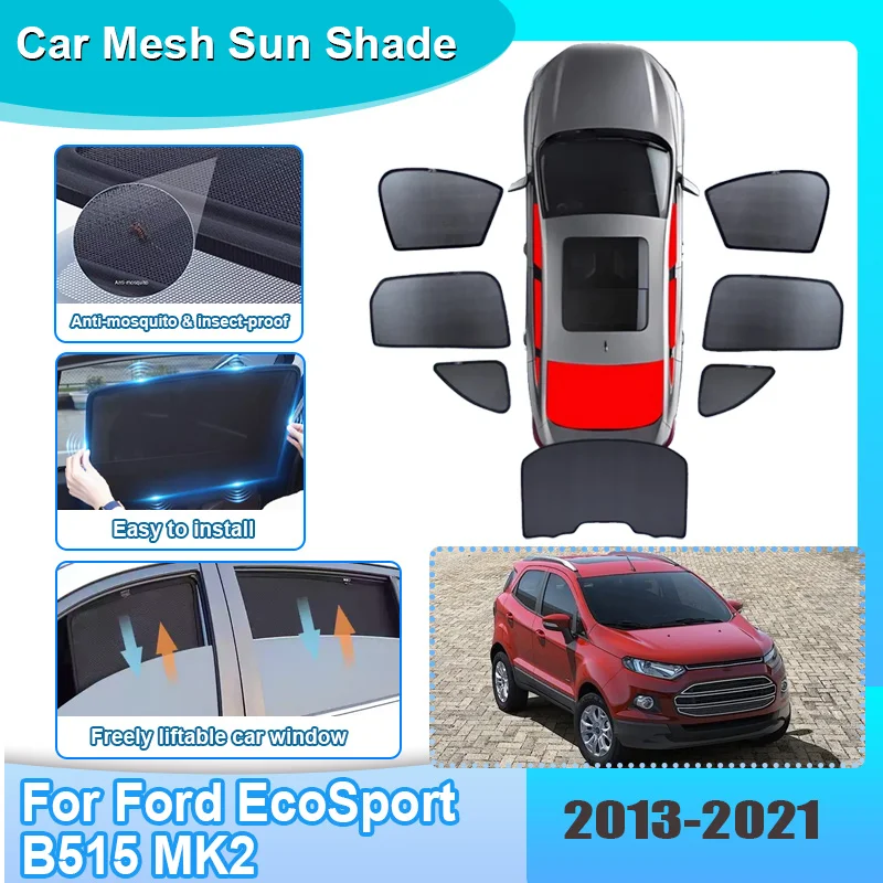 Фото Солнцезащитный козырек для окон автомобиля Ford EcoSport B515 MK2 2013-2021 2020, сетчатый, с защитой от УФ-излучения, теплоизоляционный, автомобильные аксессуары №1