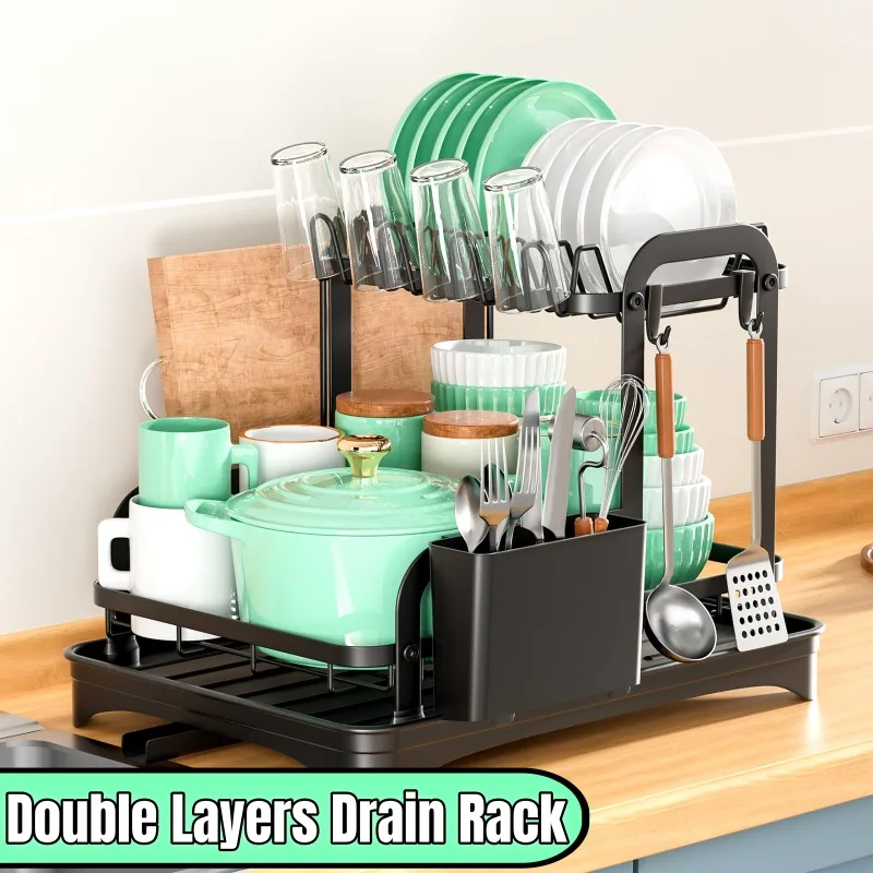 Двухслойная железная стойка для посуды в форме буквы H бытовая Антикоррозийная