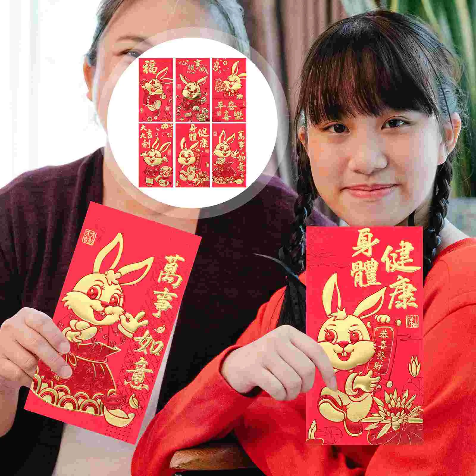 

Красные конверты, китайский конверт для денег и года, новый пакет с кроликом, праздничный весенний Свадебный Гонконгский Карманный Бао, кро...