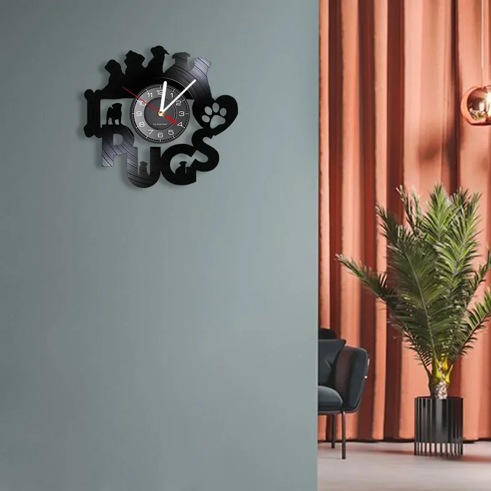 Настенные часы с виниловой пластиной и тихим механизмом в стиле ретро