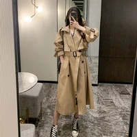 england style women trench coat long double breasted with belt female outerwear spring autumn loose lady clothes windbreaker