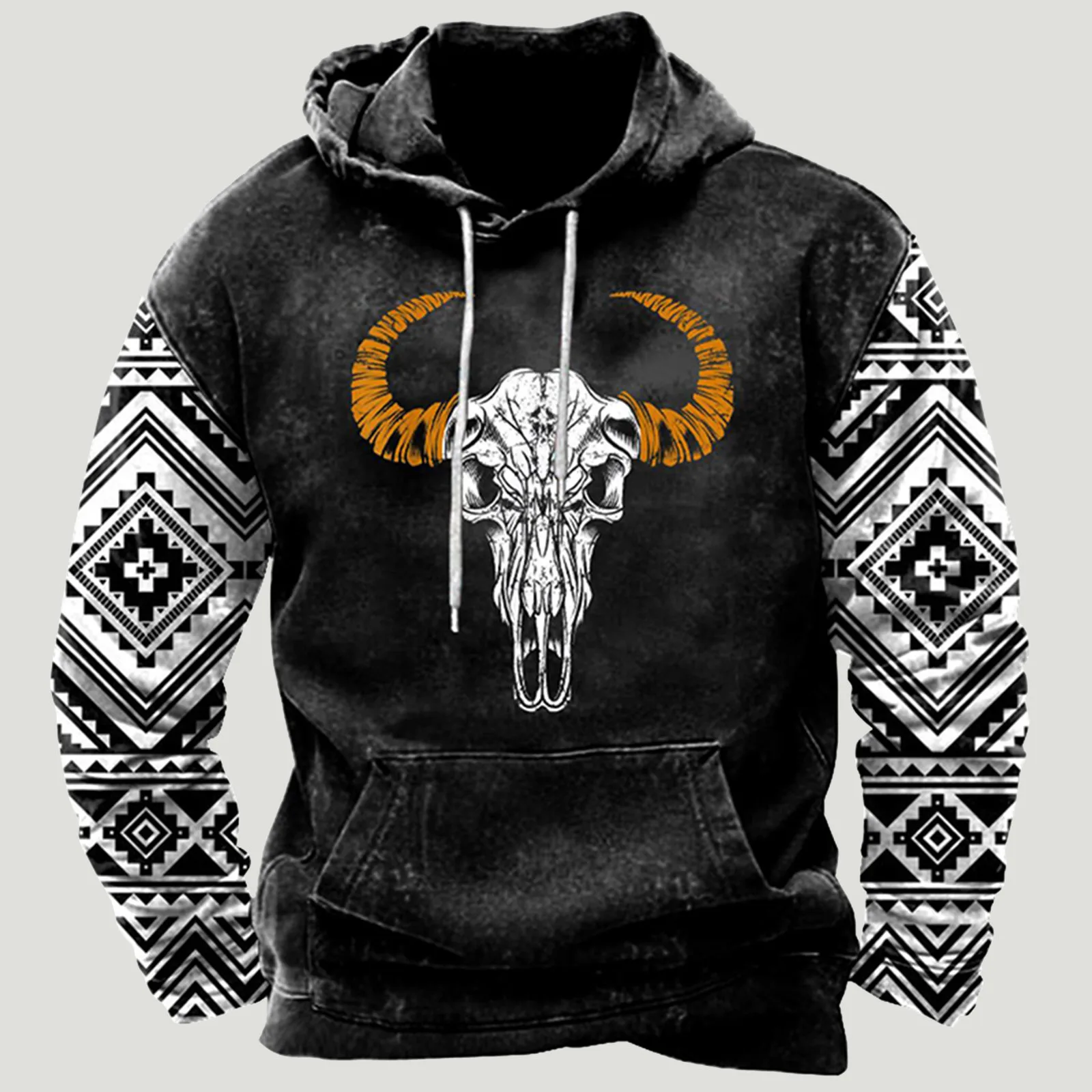 

Толстовка мужская с капюшоном, на шнурке, в этническом стиле