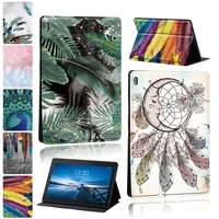 lenovo tablet case for tab m10 e10 tab m10 plus x606f tab m8 3rd gen tb 8506 cover feather print with stand leather cover