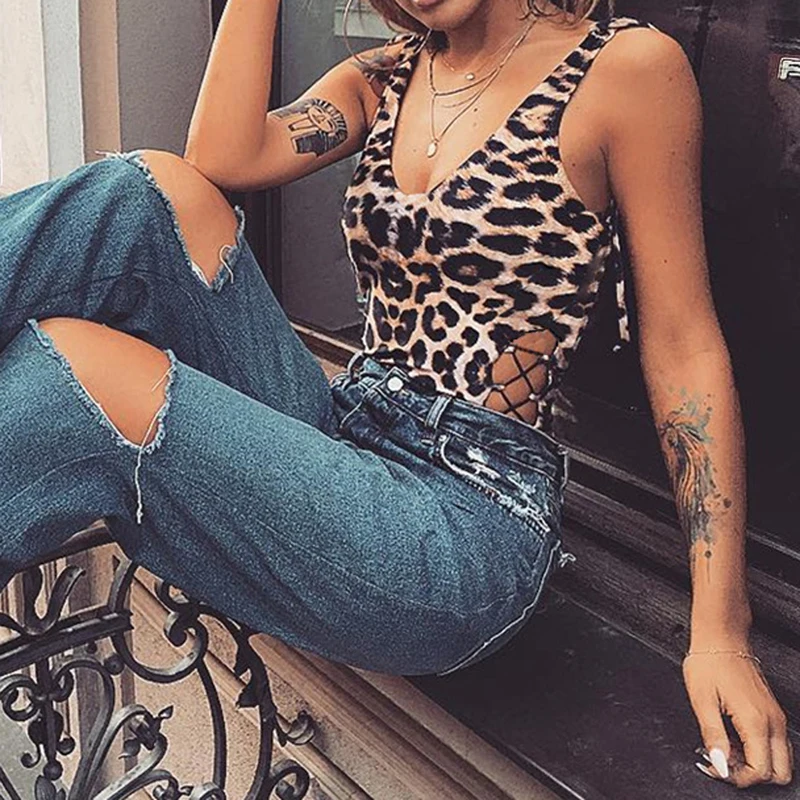 

Sexy Leotard Bandage Romper Bodysuit Lace Up Sleeveless Beautiful Back Women Stretch Top Lady Beachwear