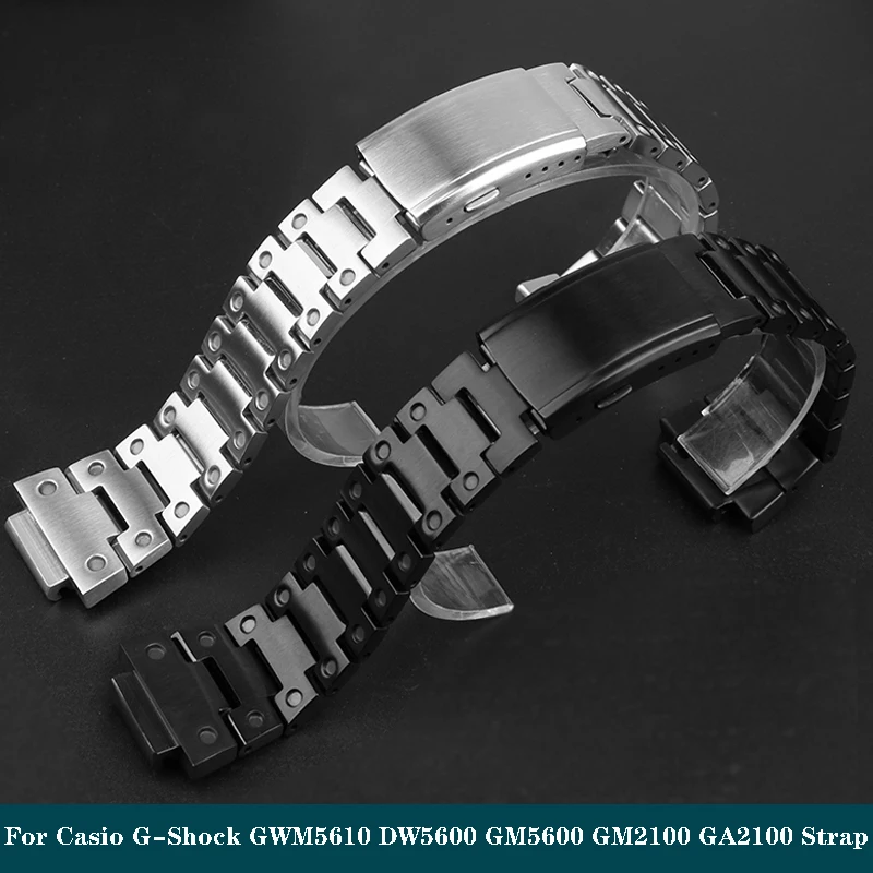 

Ремешок из нержавеющей стали для Casio G-Shock GWM5610 DW5600 GW-5000 GA2100 GM5600 GM2100 мужской, браслет для часов 16 мм