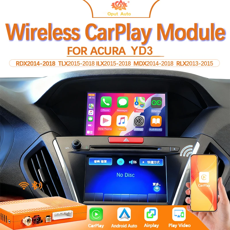 

Новый беспроводной Apple CarPlay и Android Auto 2025 года для Acura YD3 MDX RDX TLX ILX RLX с поддержкой зеркалирования оригинального экрана
