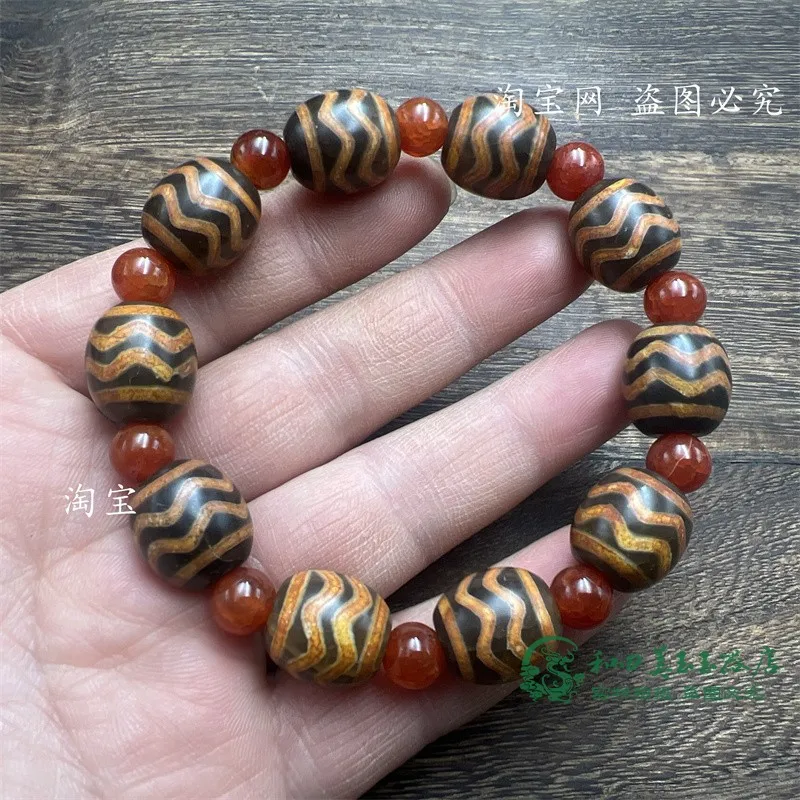 Тибетский этнический желтый браслет с изображением старого агата и нефрита