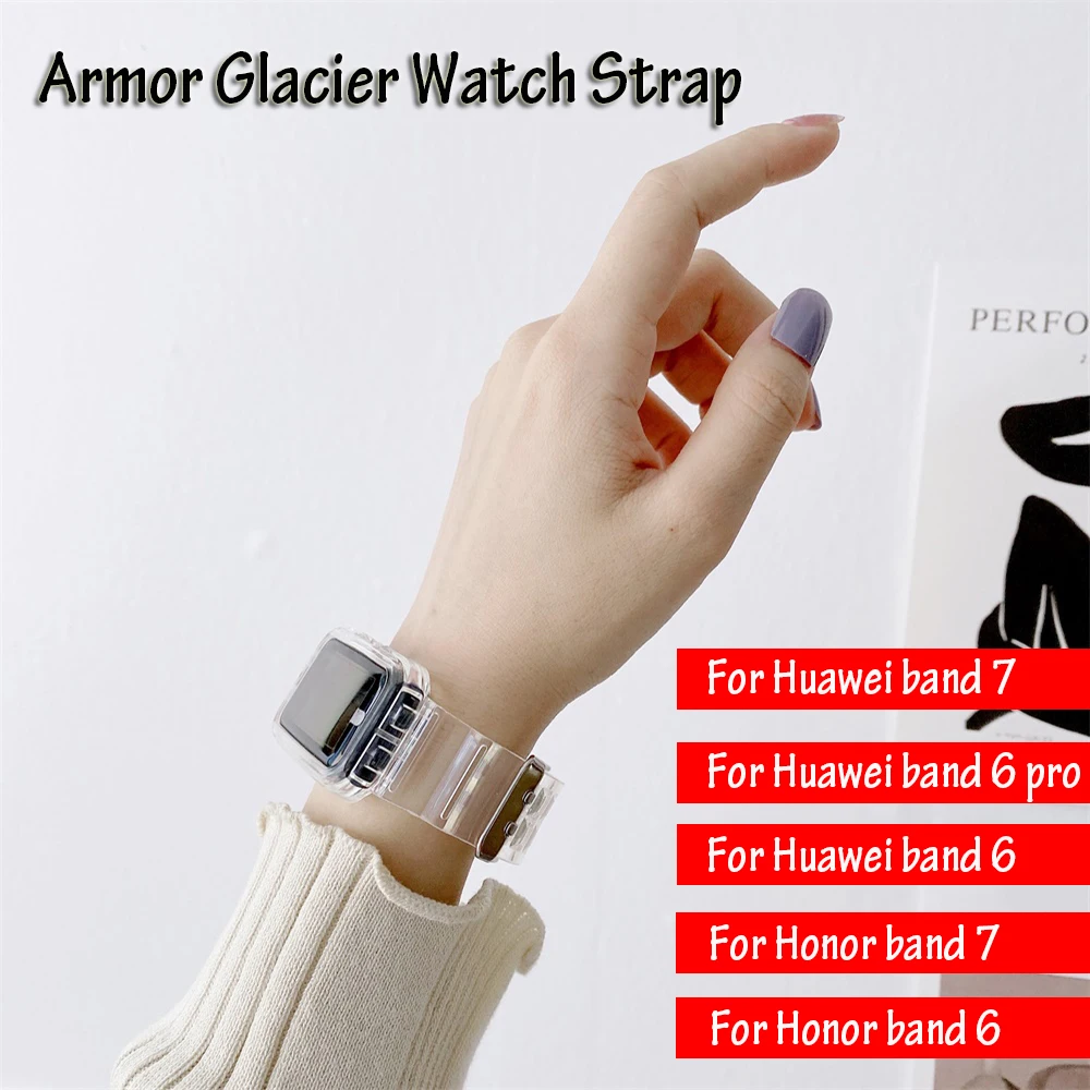 

Ремешок прозрачный для Huawei Band 7 6 Pro, сменный Браслет из ТПУ для Honor Band 7 6