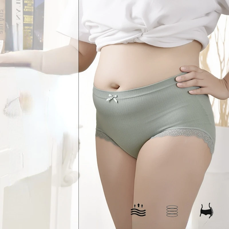 

Plus Size Mid-Rise Women's Briefs Seamless Antibacterial Cotton Underwear Large Size Lingerie Nylon Woman clothes Women's pantie