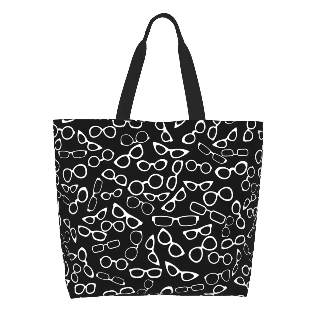 

Various Shaped Eyeglasses Groceries Shopping Bag Canvas Shopper Shoulder Tote Bag Big Capacity Portable Chart Myopia Handbag