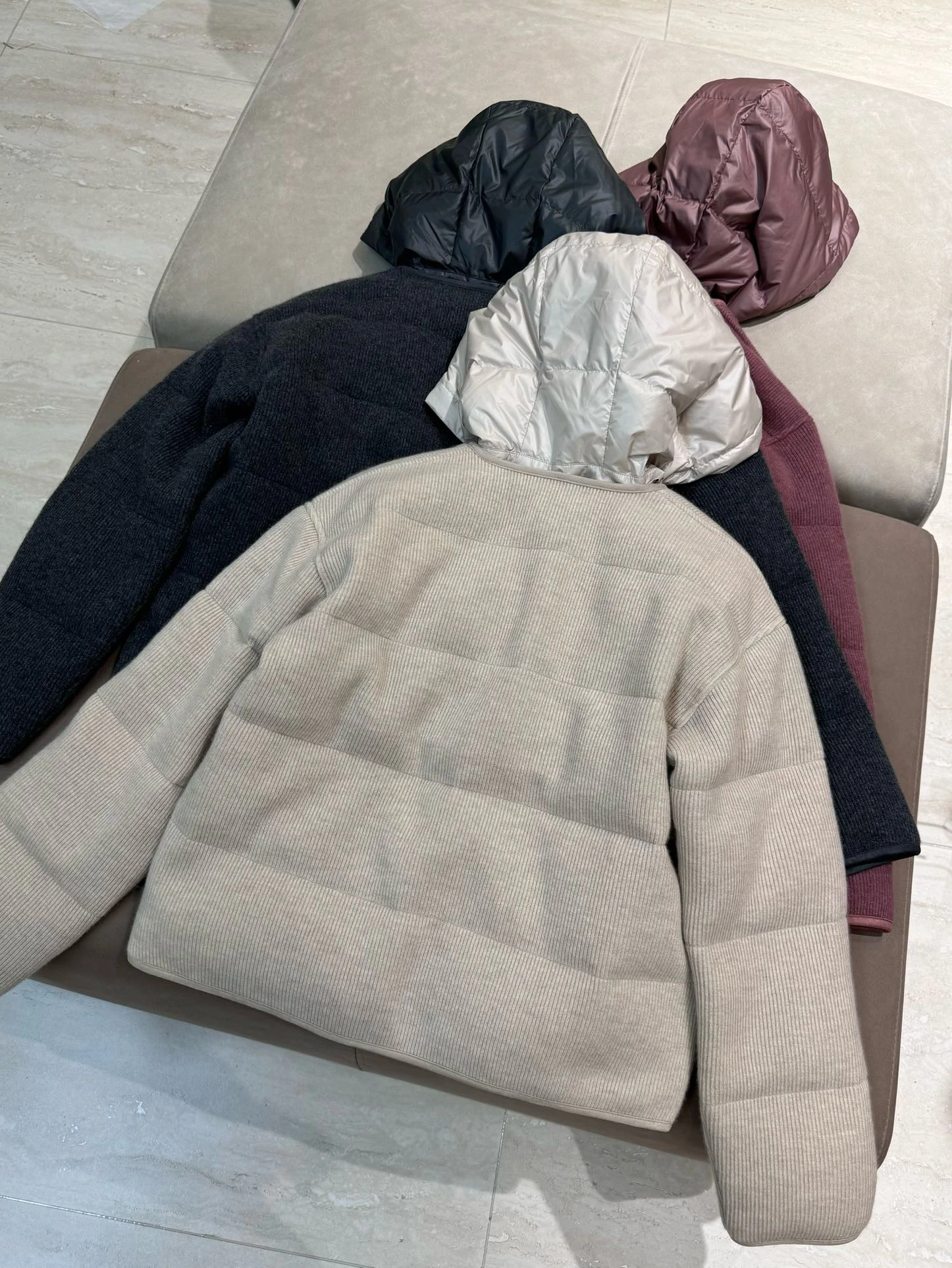 Осень-зима B * C женская кашемировая вязаная куртка на гусином пуху с капюшоном