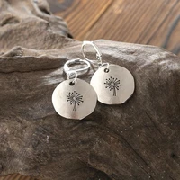 exquisite simple retro silver color round dandelion drop earrings for women engagement wedding jewelry statement dangle earring
