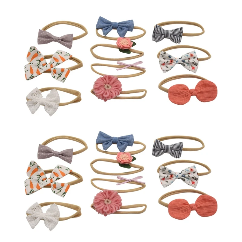 

Baby Print Knotted Bow Hair Band 20 Pieces / Set Of Children's Hair Accessories Set Artificial Flower Baby Hair Band