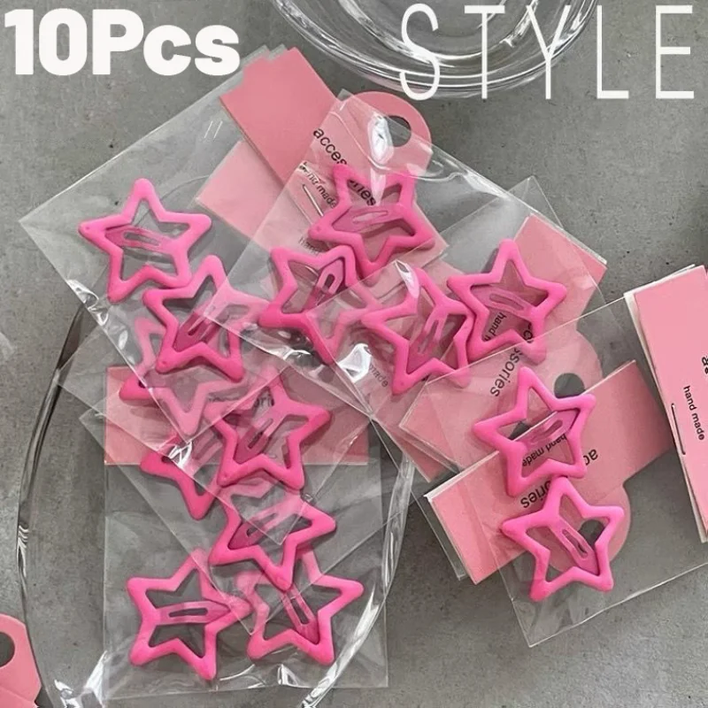 

Y2k Pink Pentagram Star Pendant Hair Clip Women Sweet Cool Cute 90s Aesthetics Bobby Pin Harajuku Vintage Trend Hair Accessories