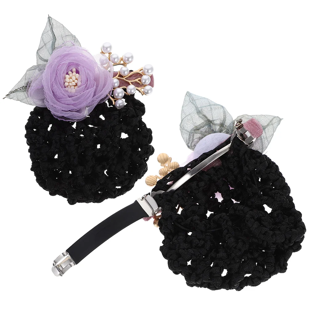 

2pcs Flower Hair Net Clips Ladies Styling Hair Accessories Women Hairnet Barrettes