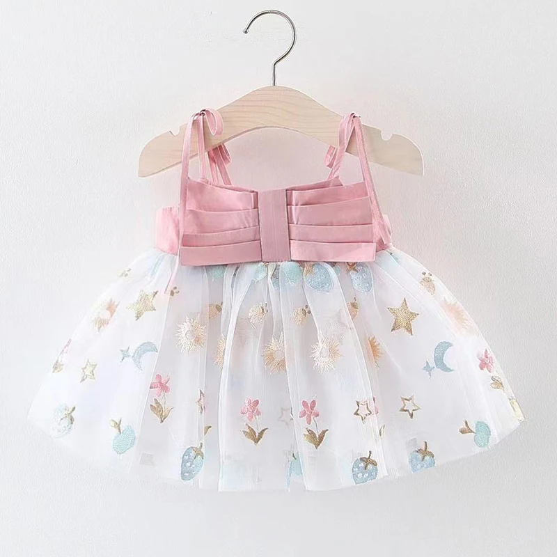 

Summer Infant Baby Girl Princess Dress Sleeveless Cotton Mesh Splicing Toddler Baby Girl Birthday Party Dress Children Clothing