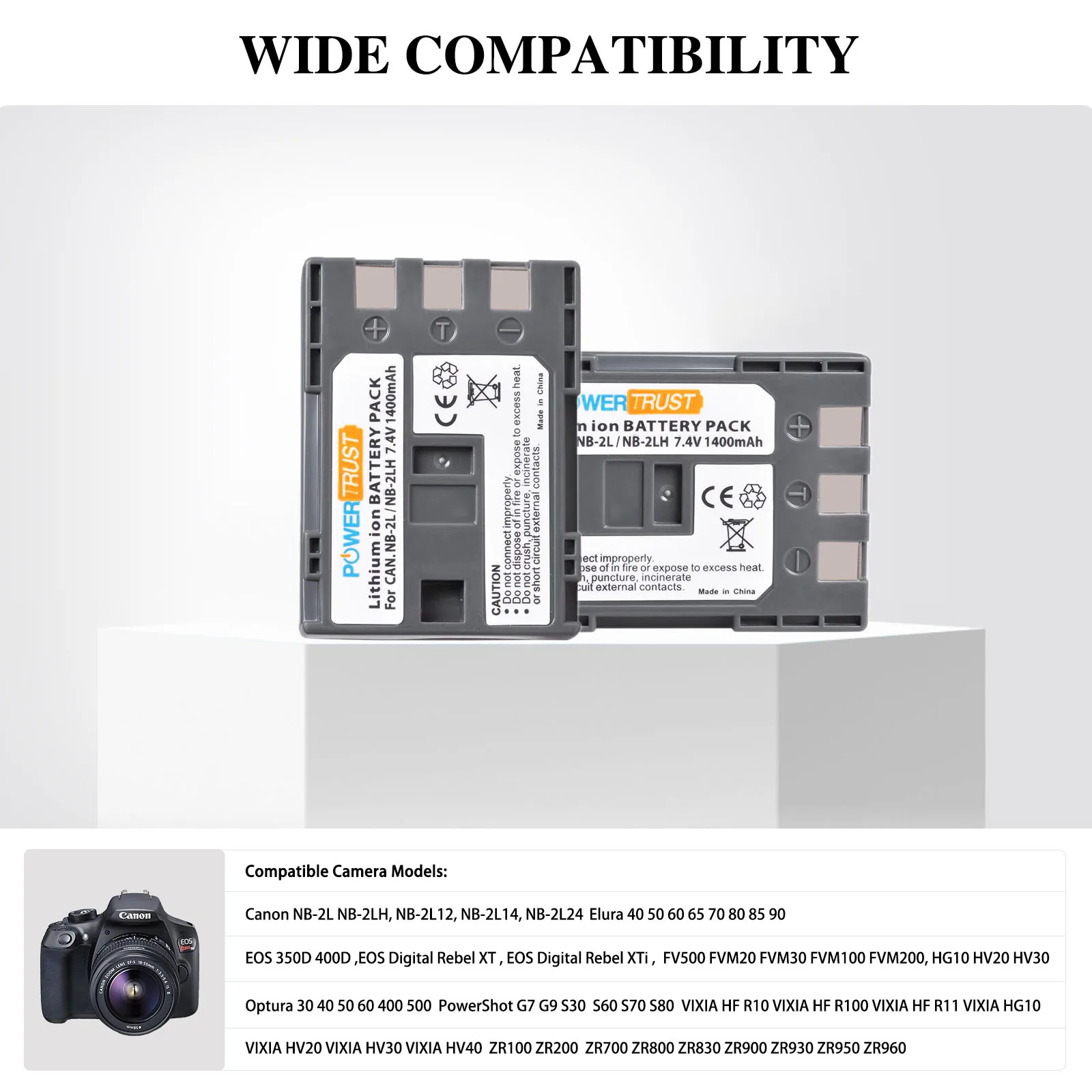 Аккумулятор для Canon PowerShot G7 G9 S30 S40 S45 S50 S60 S70 S80 Rebel XTi XT EOS 350D 400D