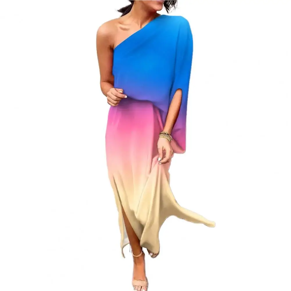 

vestidos summer dress women 2022 Women Dress Long Prom Dress Oblique Neck One Shoulder Party Dress robe femme été