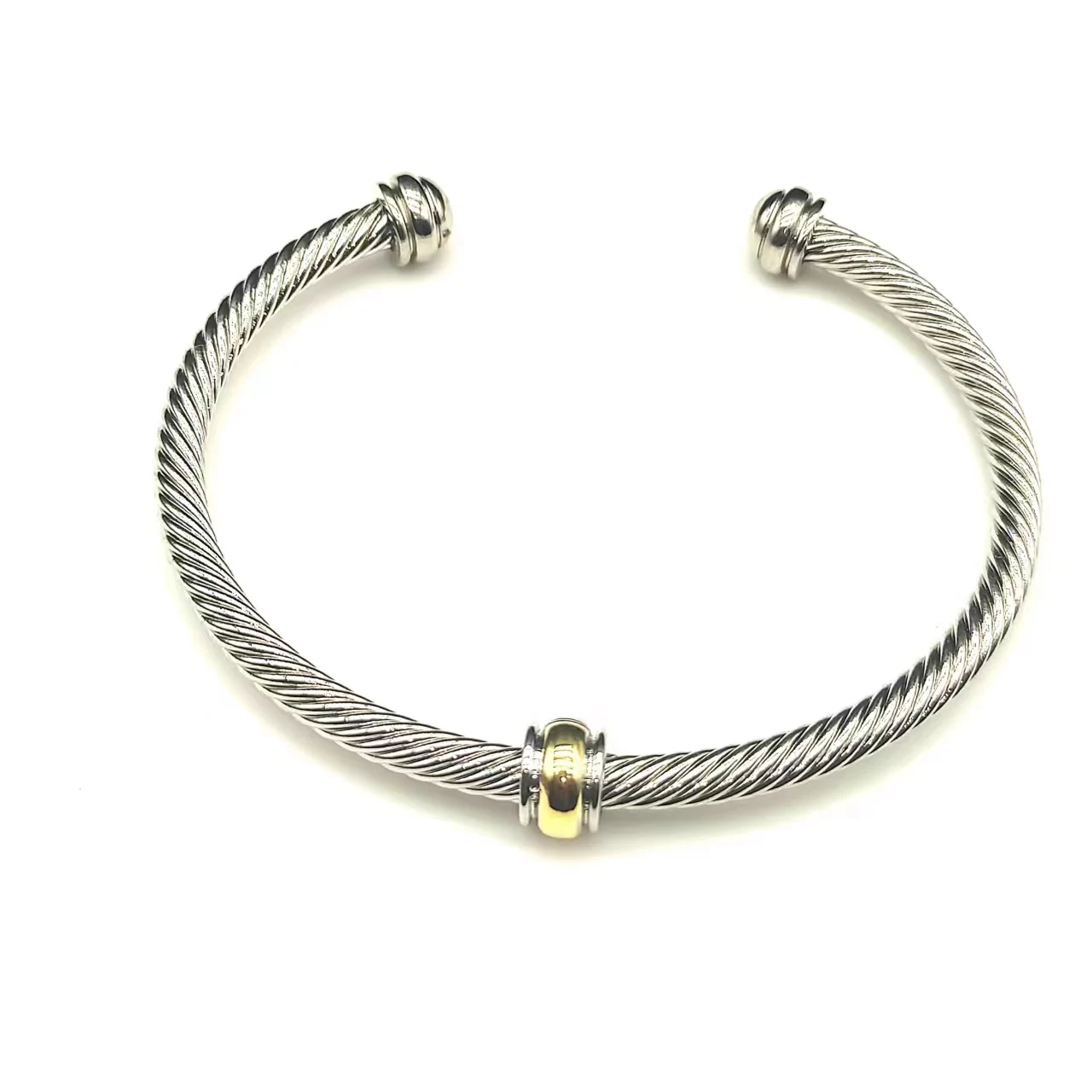 High Quality Men's 4mm Bracelet David Yurman Cable Classic BuckleBracelet With 14k Gold 925 Sterling Silver Free Shipping
