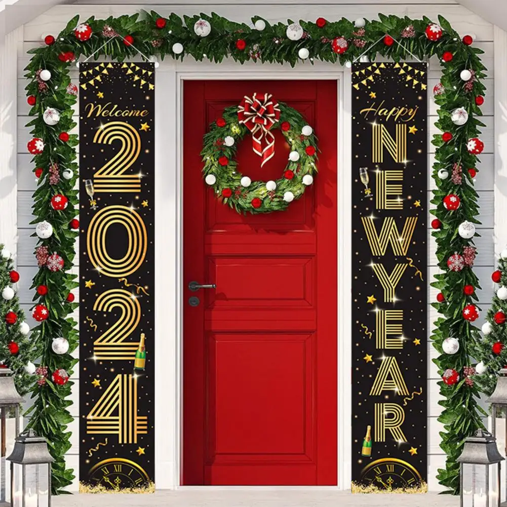 

Scene Layout 2024 New Year Banners Exquisite Lanyard Design Fade-resistant Hanging Decor for Doors Curtains Celebrate with Style