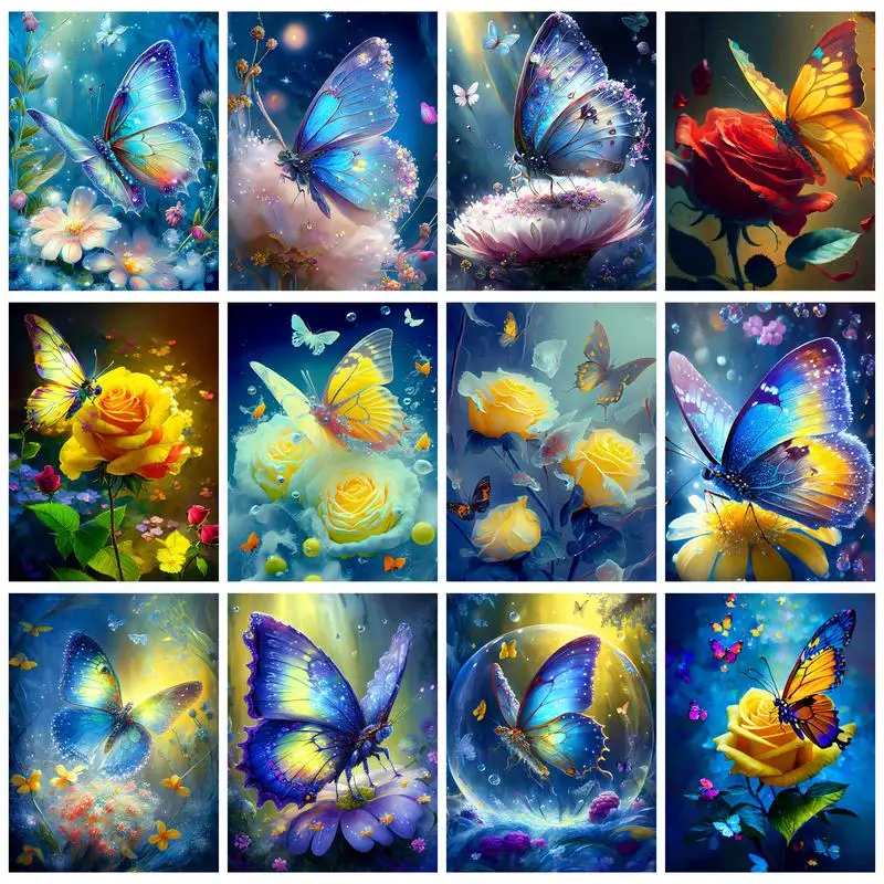 

5D DIY Diamond Painting Dreamy Butterfly Flowers Series Embroidery Mosaic Pictures Full Drill Cross Stitch Kit Living Room Decor