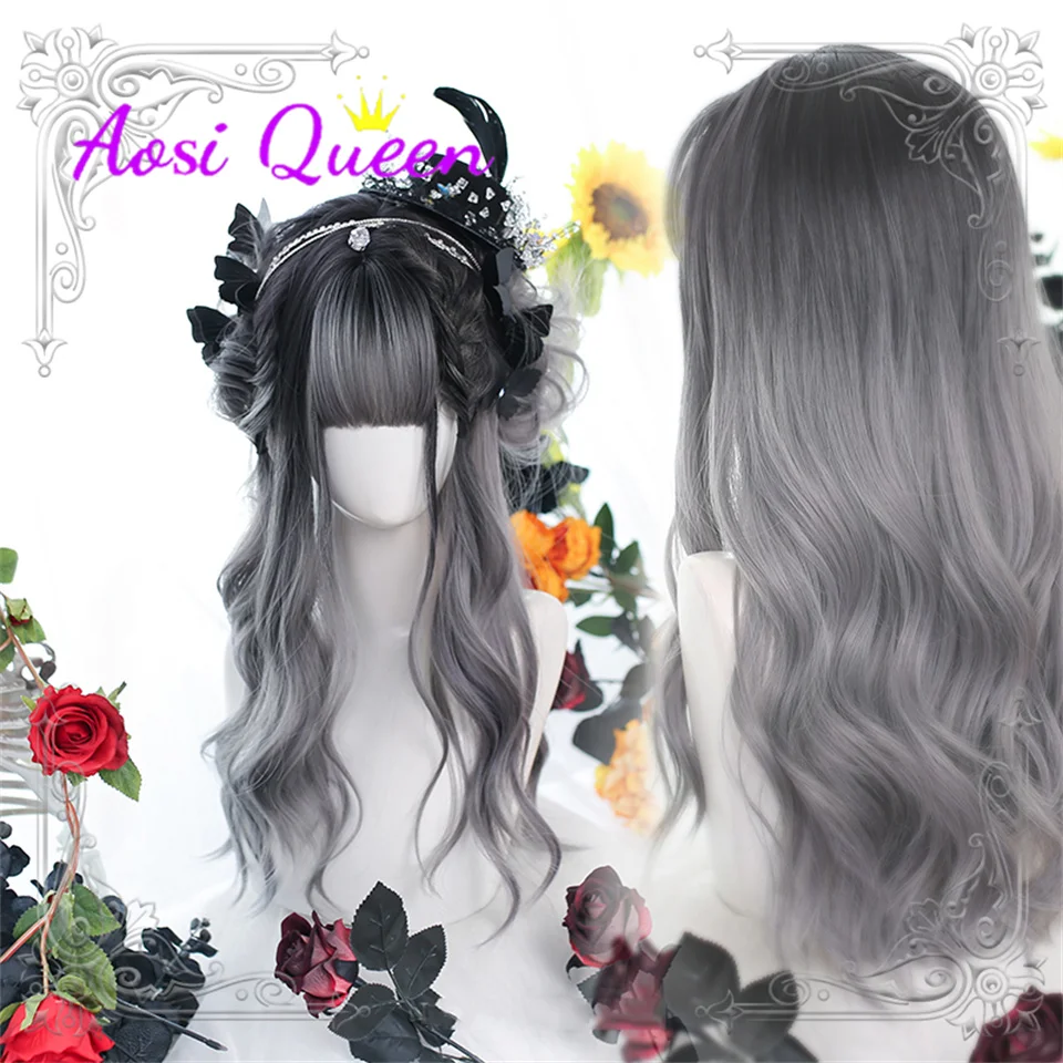 

Парики для косплея для женщин, термостойкие синтетические, королевский синий волнистый, Платиновый, светлый, с челкой, для вечеринок, в стил...