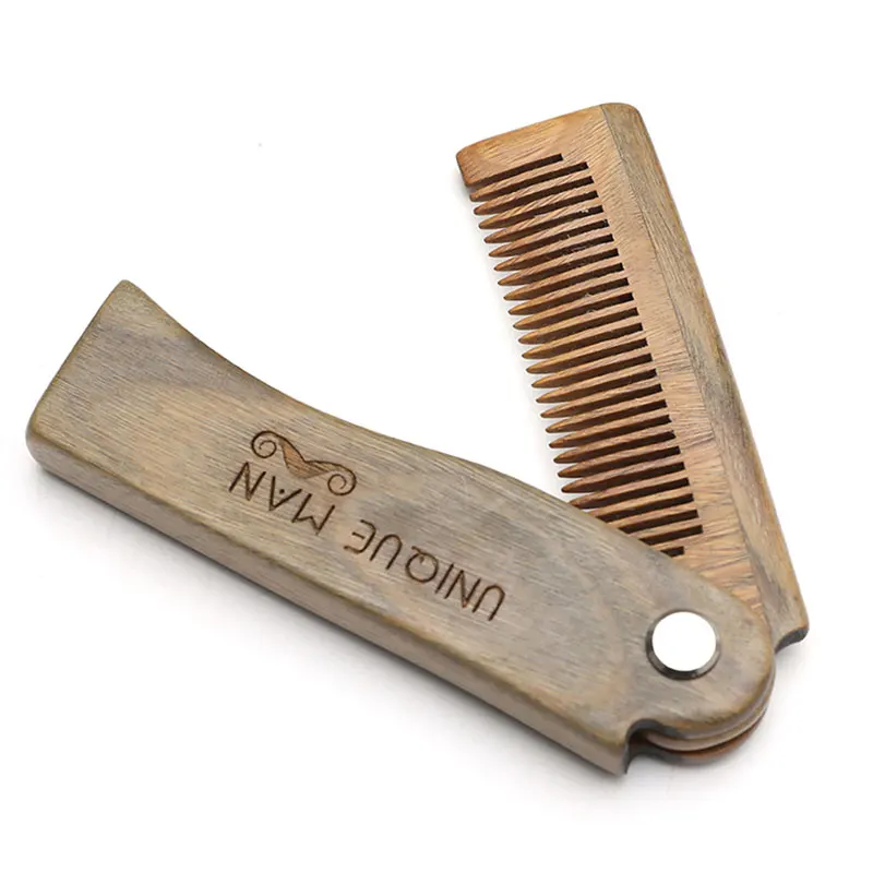 

Natural Green Sandal wood Fold Comb Hair Comb For Men Beard Care Anti-static Wooden Comb Hair Care Tools Hair Brush 1pc