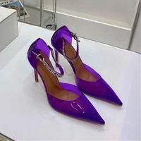 2022 european and american ladies pointed high heels transparent rhinestone stiletto fashion sandals