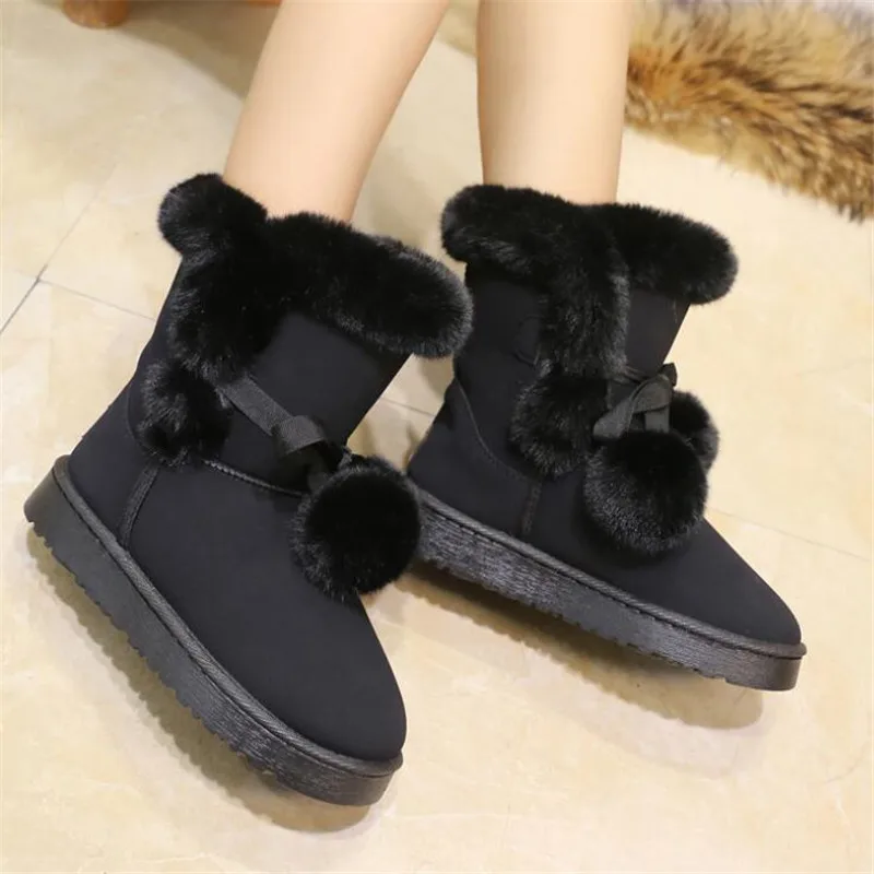 

Women's boots warm and comfortable snow boots fur ball tube and ankle boots casual non-slip thigh high-top winter