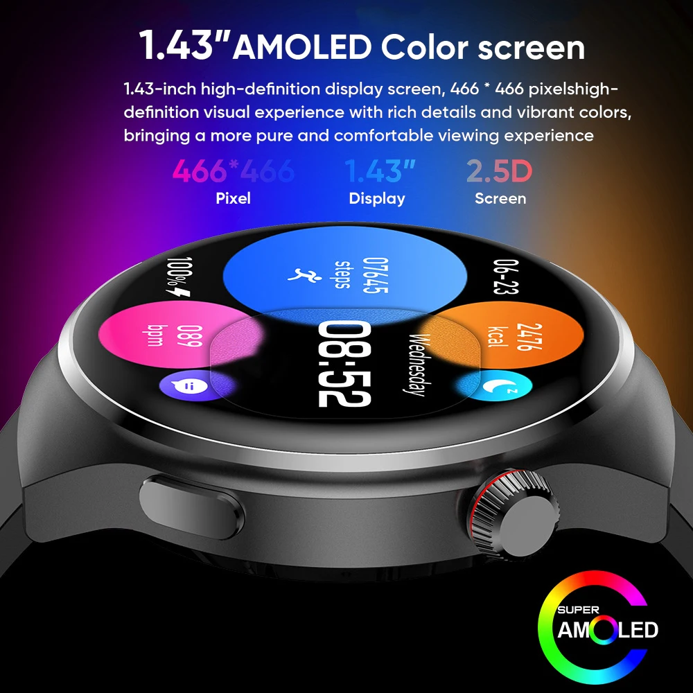 AMOLED-экран Bluetooth-вызов спортивные умные часы для фитнеса NFC мониторинг сердечного