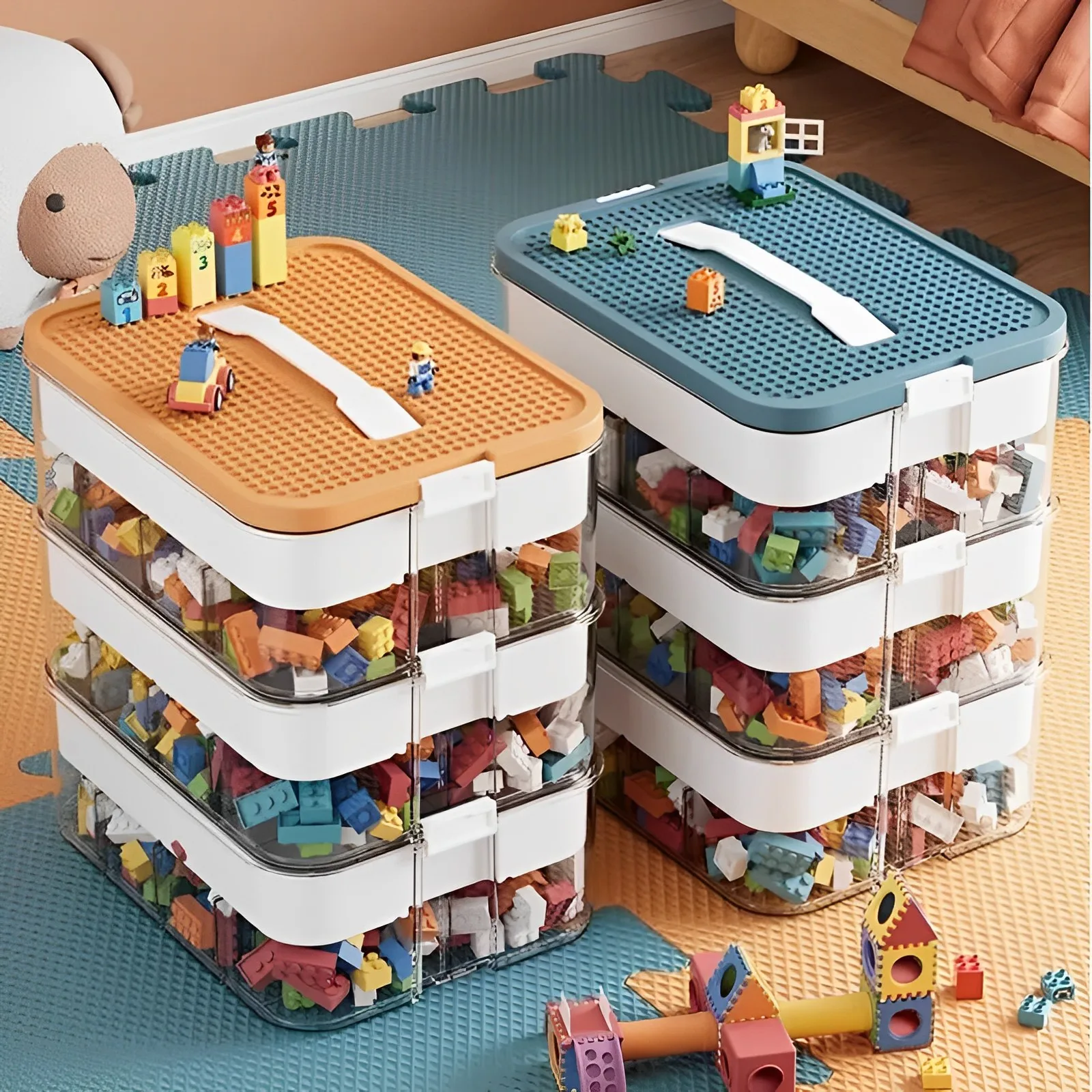 

Ящик для хранения разделительных строительных блоков для игрушек Lego, сортировочный органайзер, сетка для хранения, Сортировочная коробка для косметики