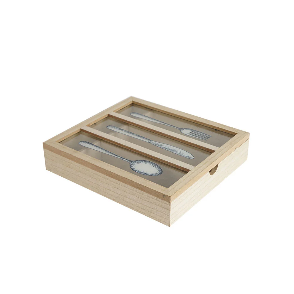 

Visible Utensil Box Wooden Cutlery Organizer Household Utensil Holder Home Supply
