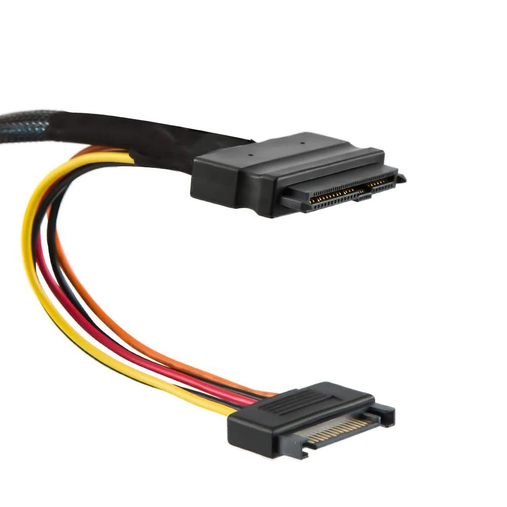 Фото Кабель-конвертер MZX 8643-8639 1.64 фута/50 см Mini SAS SFF-8643 в U.2 SFF-8639 для NVMe SSD, внутренний PCIe 4.0, 15-контактный разъем питания SATA №4