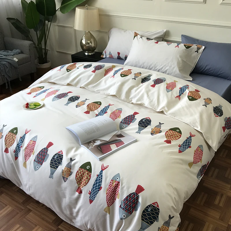 

Japanese Style Home Bedding Set Duvet Cover Flat Sheet Bed Linen Pillowcase Cartoon Quilt Cover Comforter Sets Bedclothes Soft