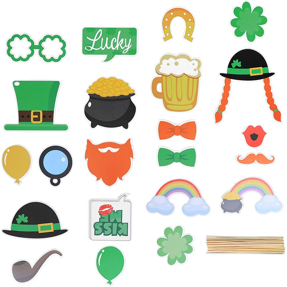 

1 Set of Creative Patrick's Day Handheld Photo Booth Props Photo Taking Props Party Supplies