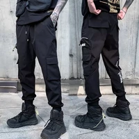 fashion 2021 loose harem pants male hip hop elastic waist man cargo pants streetwear black new men%e2%80%98s jogging pants side pockets