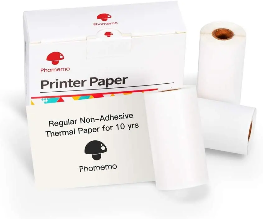 

Термобумага Phomemo белая, 10 лет, 3 рулона, не клейкая, подходит для мини-принтера Phomemo M02/M02 Pro/M02S 53 мм x 6,5 м