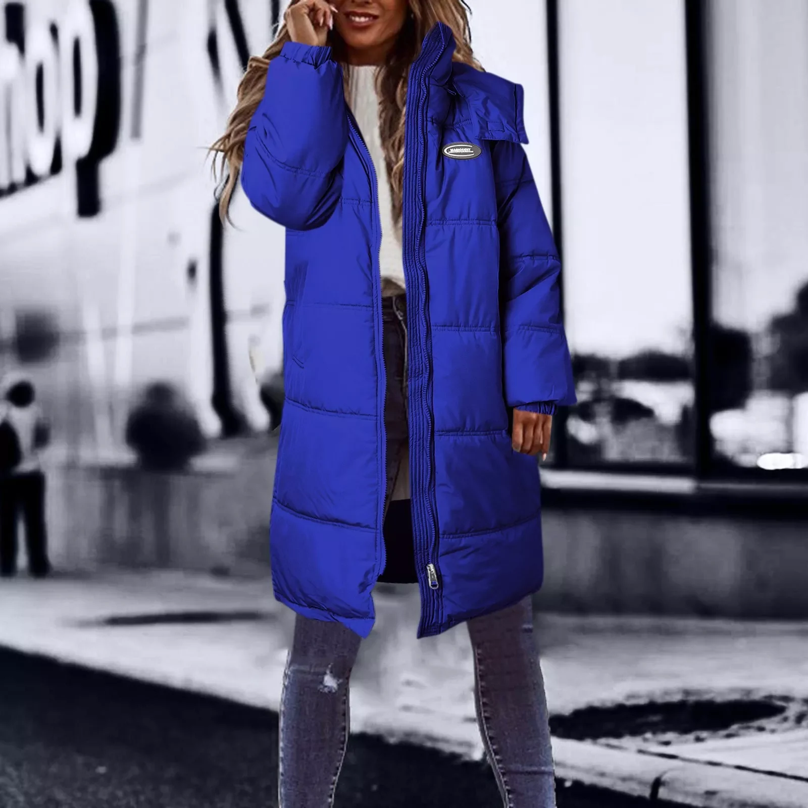 

NEW 2023 Dress Coats for Women Women Casual Solid Coat Down Cotton Padded Jacket Hooded Vest Zipper Shiny Jacket Dress Winter