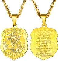 u7 saint michael the archangel gold necklace saint michael pendant religious gift men jewelry