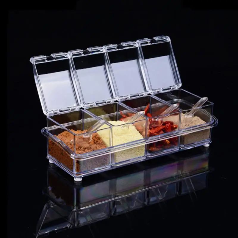 

Seasoning Jar Four-in-one with Spoon Kitchen Storage Tool Storage Box Kitchen Accessories
