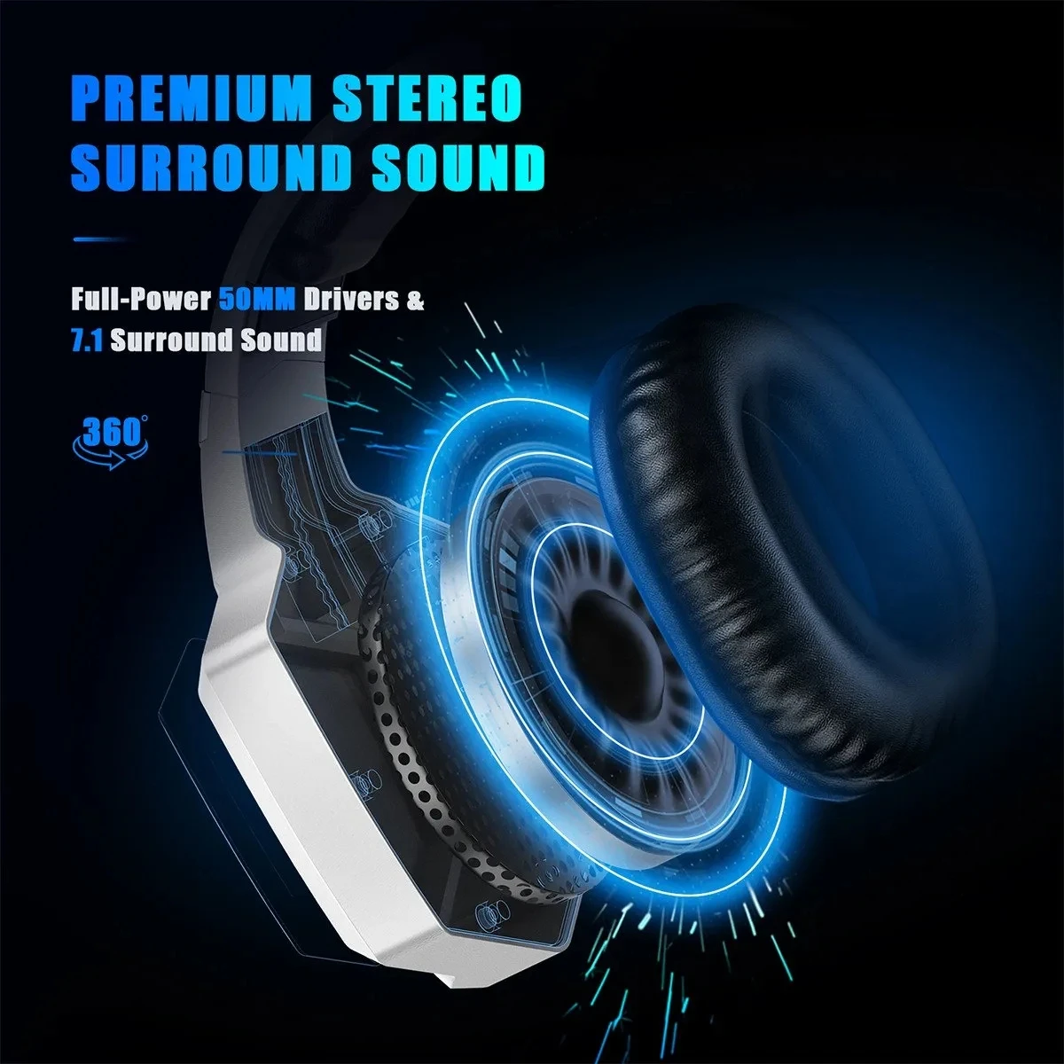 

Wired LED Gaming Headset with Mic Over-Ear Gamer Headphones Surround Sound with Mic for PC Computer Laptop PS4 PS5 XBox Switch