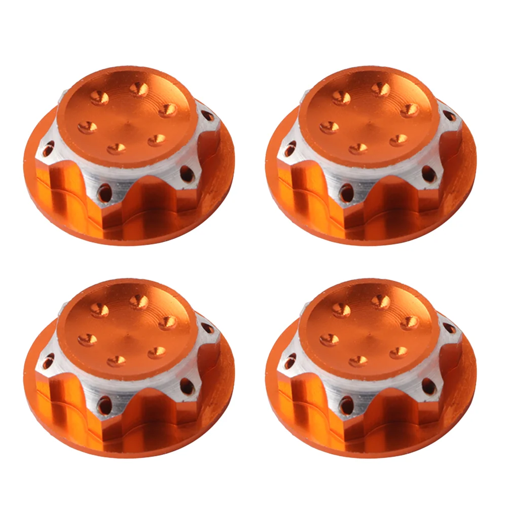 

4Pcs Aluminium Alloy Wheel Hub Cover 17mm Lock Nut Thread Dustproof Non-slip Nut for 1/8 RC Car Truck CNC Machining (Golden)
