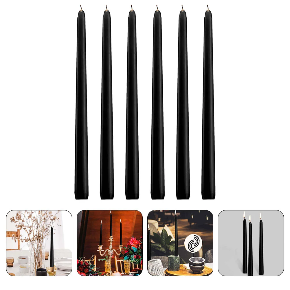 

6 Pcs Decorative Unscented Decorations Candles Cotton Core Black Paraffin