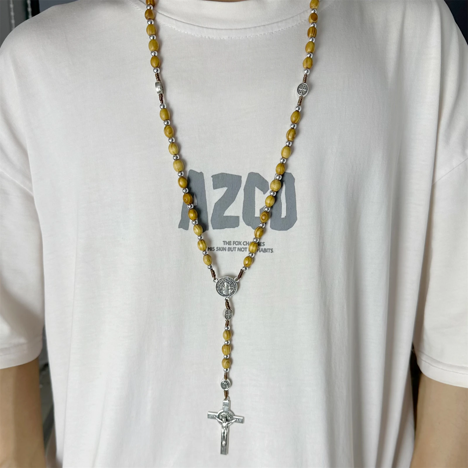 Розари для мужчин ожерелье с крестом Святого Бенедикта нашего отца