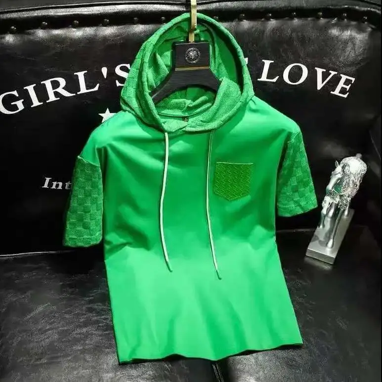 

Толстовка мужская с коротким рукавом, приталенная брендовая модная красивая Удлиненная рубашка с рукавом до локтя, лето 2022