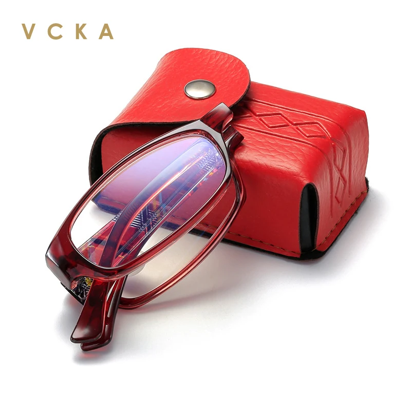 

VCKA Portable Folding Blue - Proof Reading Glasses Ultra-Light Eye-Protecting Reading Glasses +1.0+1.5+2.0+2.5+3.0+3.5+4.0