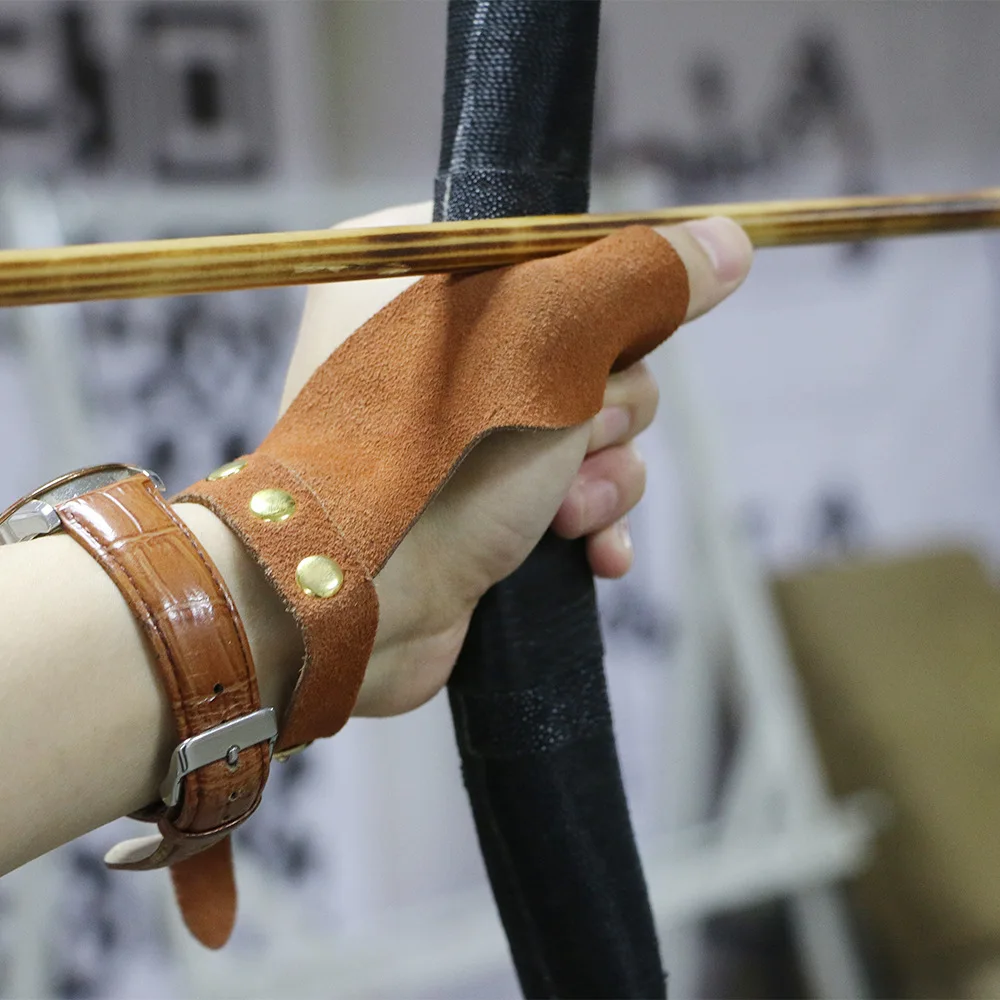 

Cowhide Bow and Arrow Special Hand Holster for Shooting, Traditional Protective Gear, Finger Gloves for Archery